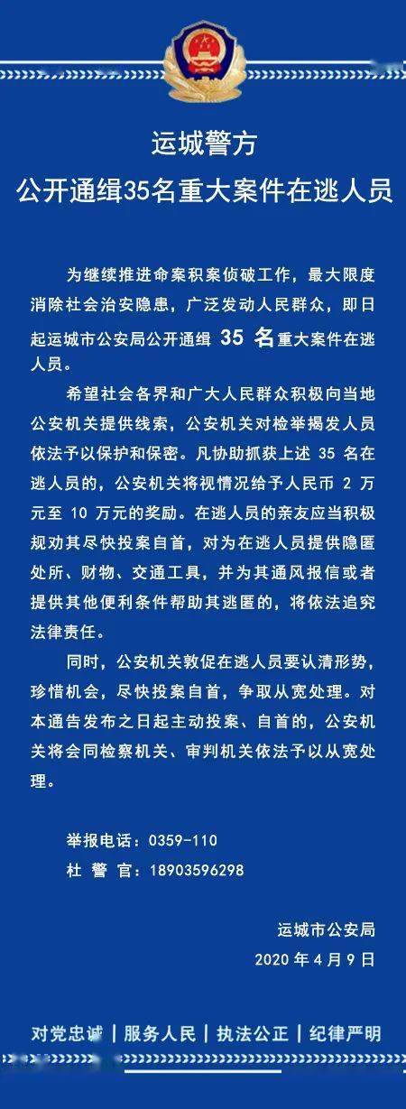 运城最新通缉信息解析及通报